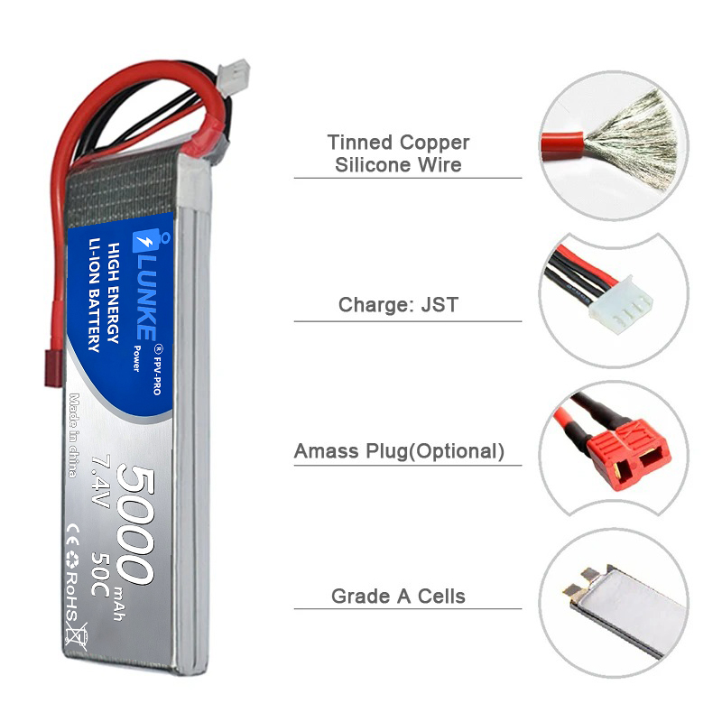Batterie Lipo 2S 7.4V 5000mAh  - Drone Avion Rc review and price